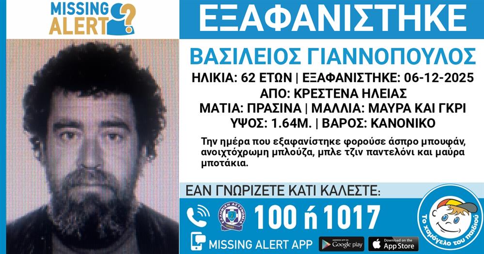 Missing Alert - Εξαφάνιση Missing Alert - Εξαφάνιση