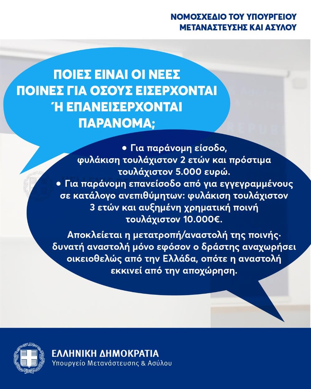 Νομοσχέδιο - Υπουργείο Μετανάστευσης και Ασύλου Νομοσχέδιο - Υπουργείο Μετανάστευσης και Ασύλου