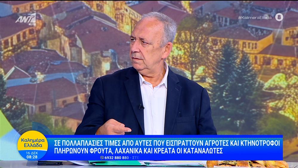 Σε πολλαπλάσιες τιμές από αυτές που εισπράτουν αγρότες και κτηνοτρόφοι πληρώνουν τα τρόφιμα οι καταναλωτές - Καλημέρα Ελλάδα - 16/12/2025