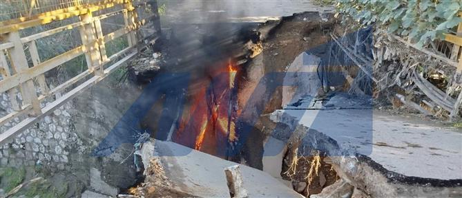 Ταύρος: Κατέρρευσε γέφυρα σε παράδρομο της Πέτρου Ράλλη (εικόνες)